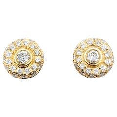 Pave Diamond Stud Earrings In Yellow Gold