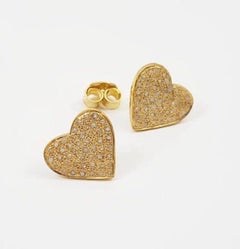 Pave Diamond Studs Earrings 925 Sterling Silver Heart Shaped Studs Gift For Her.