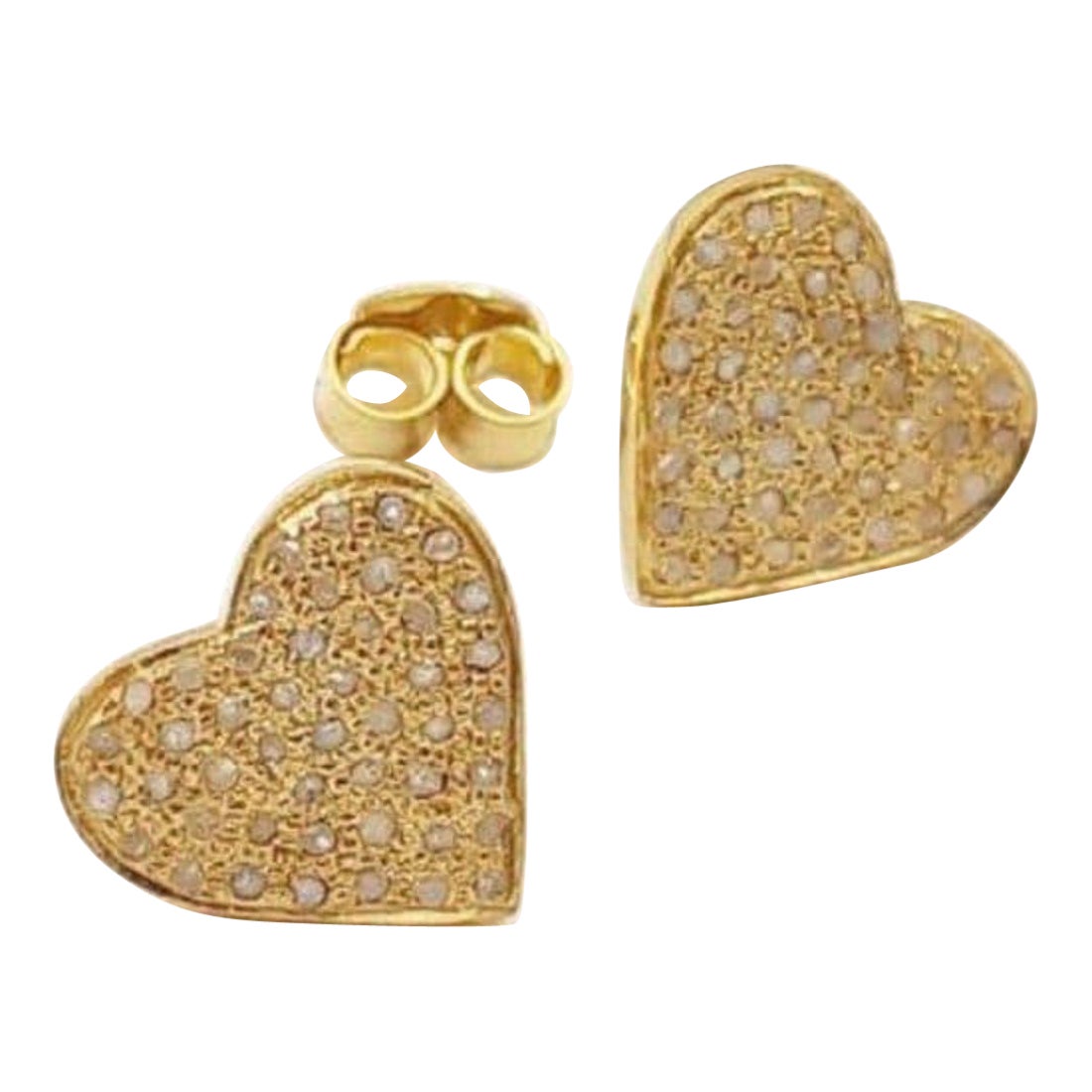 Pave Diamond Studs Earrings 925 Sterling Silver Heart Shaped Studs Gift For Her. im Angebot