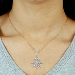 Pave Diamond Sunburst Pendant Made In 14k White Gold