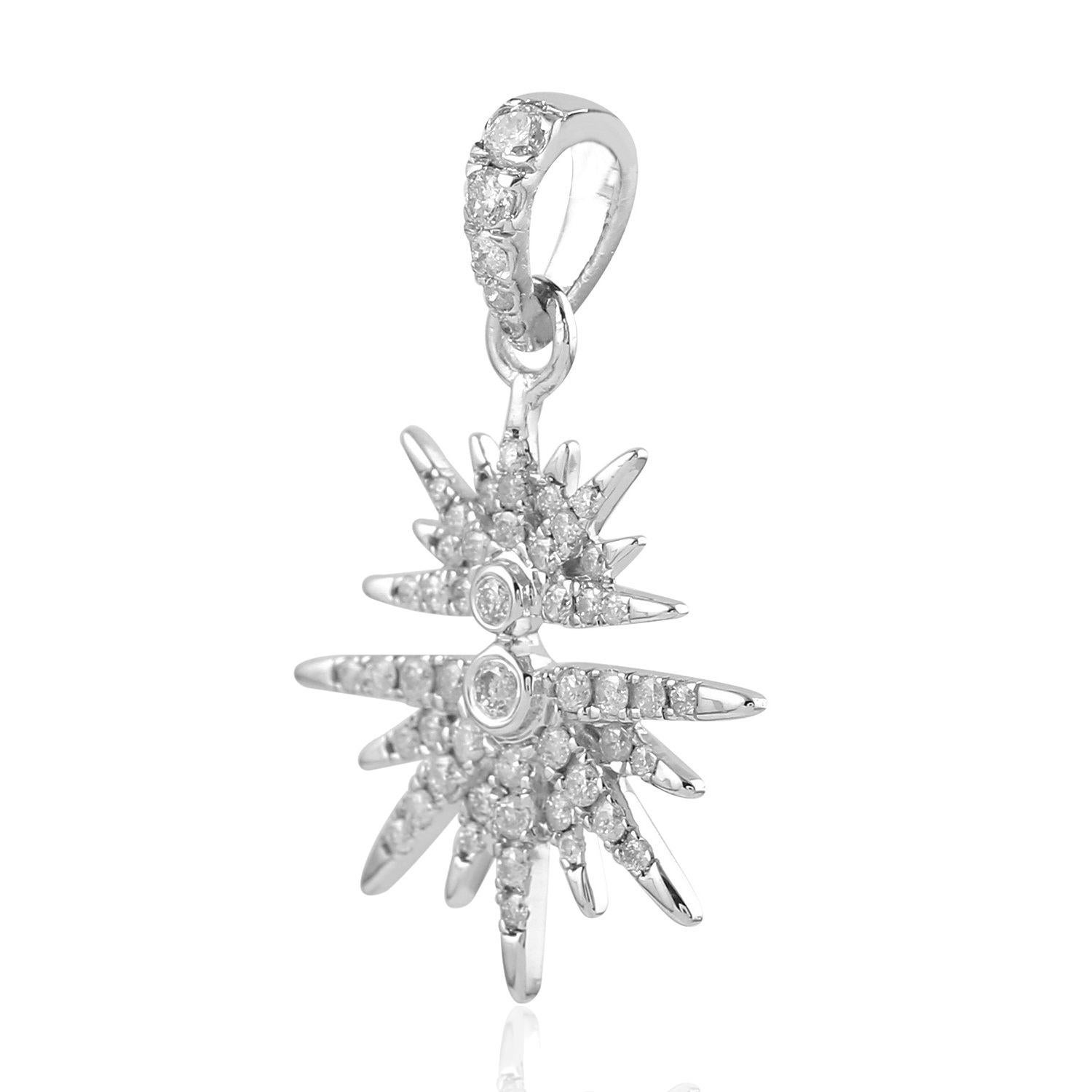 Pave Diamant-Sonnenschliff-Anhänger aus 14k Weißgold (Kunsthandwerker*in) im Angebot