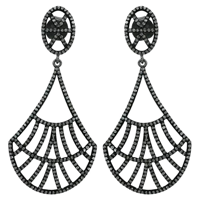 Boucle d'oreille goutte d'eau en argent 925 avec diamants pavés
