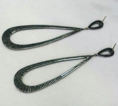 Pave Diamond Teardrop Dangle Earring 14k Gold 925 Silver