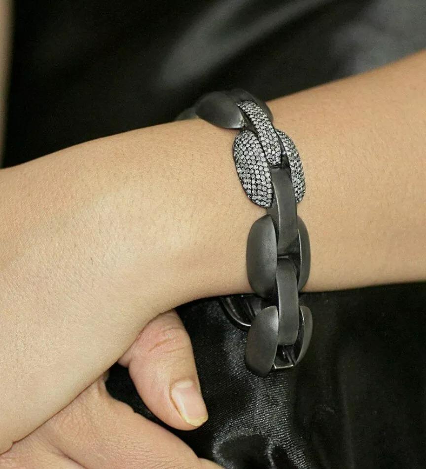 Tennisarmband mit Pave-Diamant 14k Gold & 925 Silber (Rundschliff) im Angebot