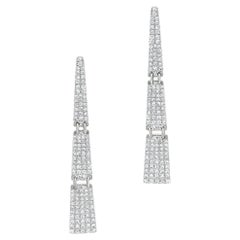 Pave Diamond Triangle Drop Earring in 14k White Gold
