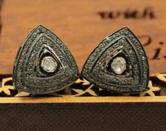 Pave Diamond Trillion Shape Stud Earring 925 Silver Diamond Daily Wear Earring.
