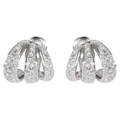 Pave Diamond Triple Hoop Earrings in 18k White Gold 1.68 CTW