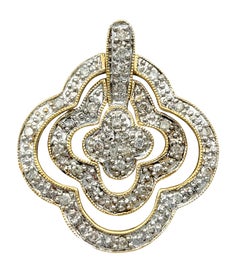 Pavé Diamond Triple Quatrefoil Hinged Dangle Earrings in 10 Karat Yellow Gold