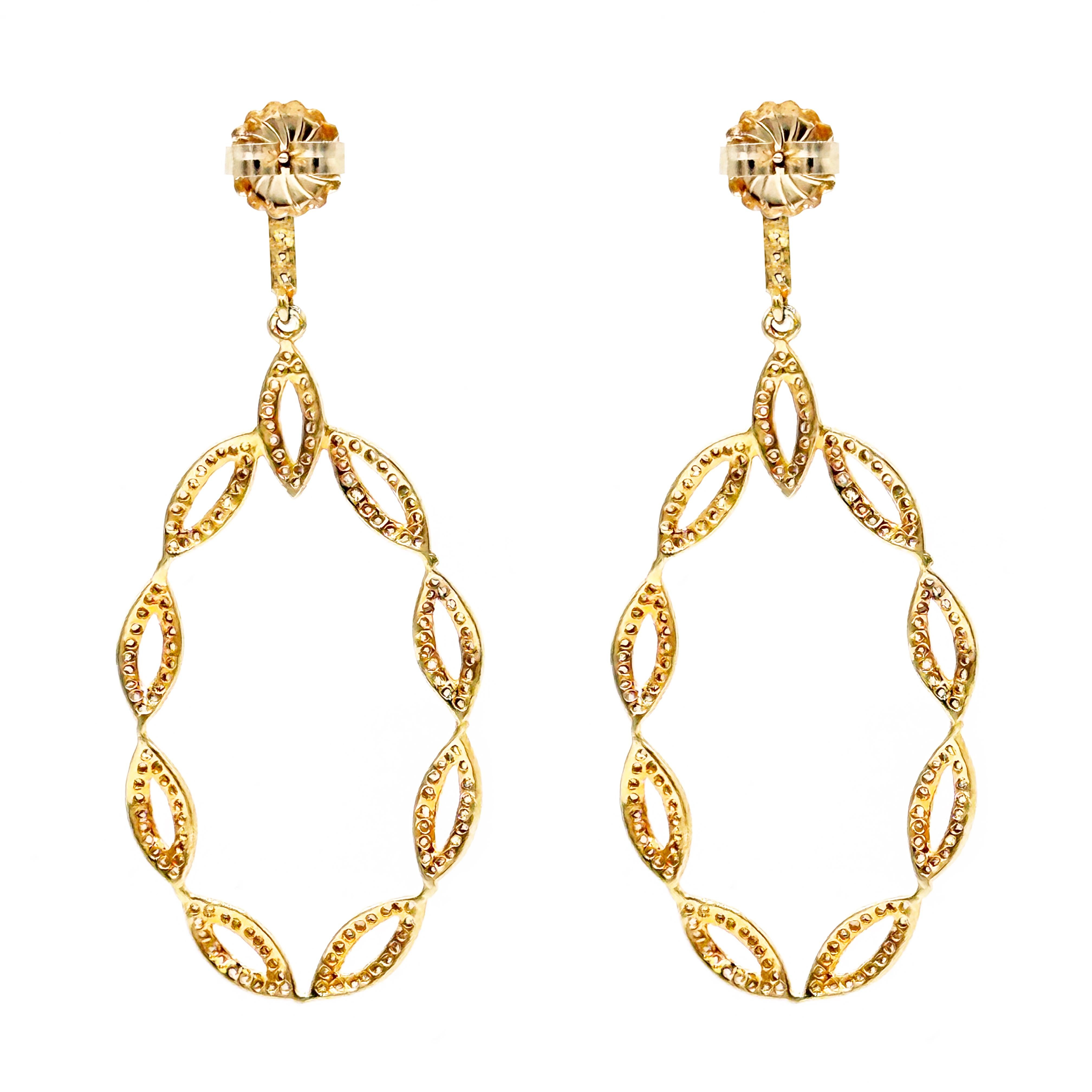 Artisan Pave Diamond Vermeil and 14k Paradizia Earrings For Sale