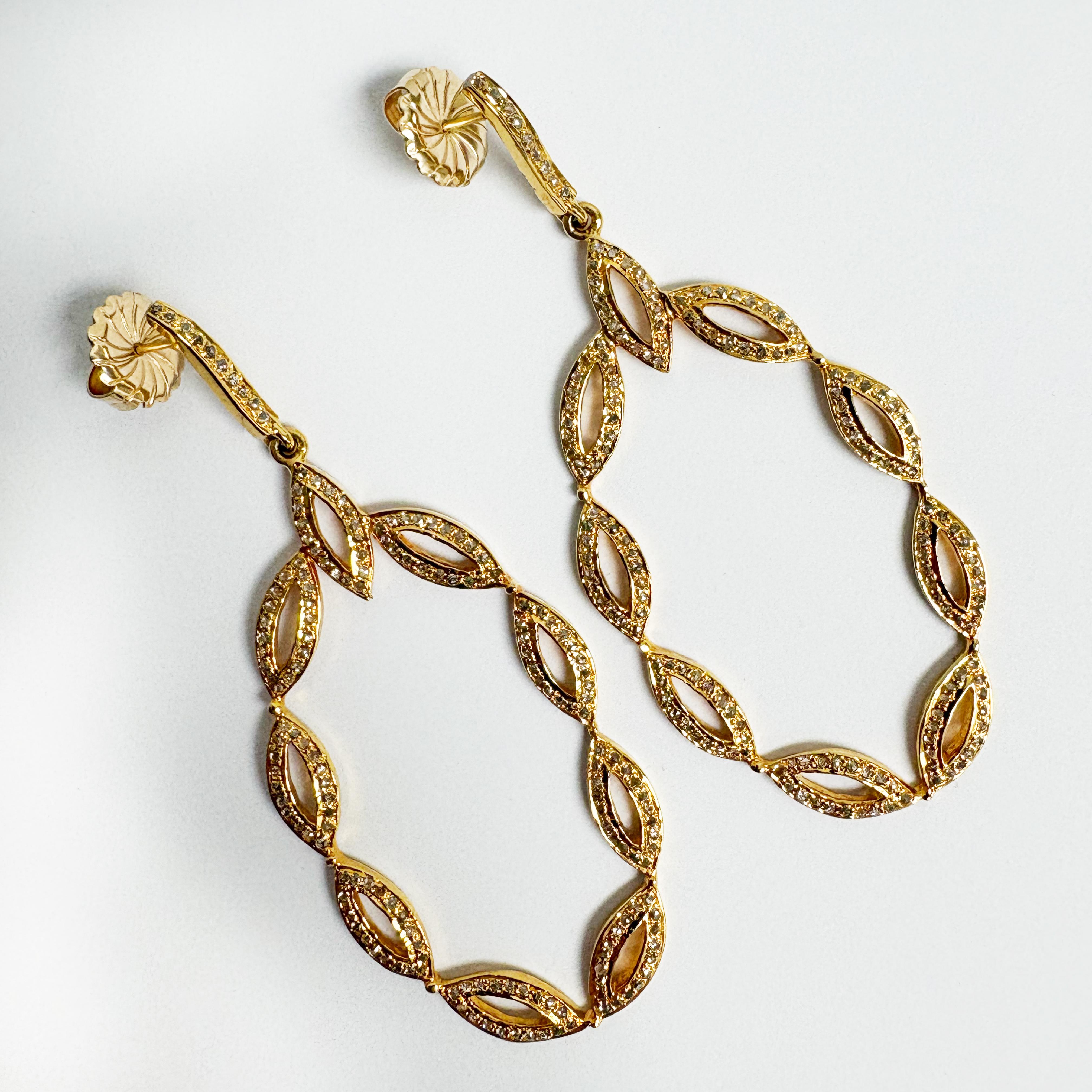 Pave Diamond Vermeil and 14k Paradizia Earrings In New Condition For Sale In Laguna Beach, CA