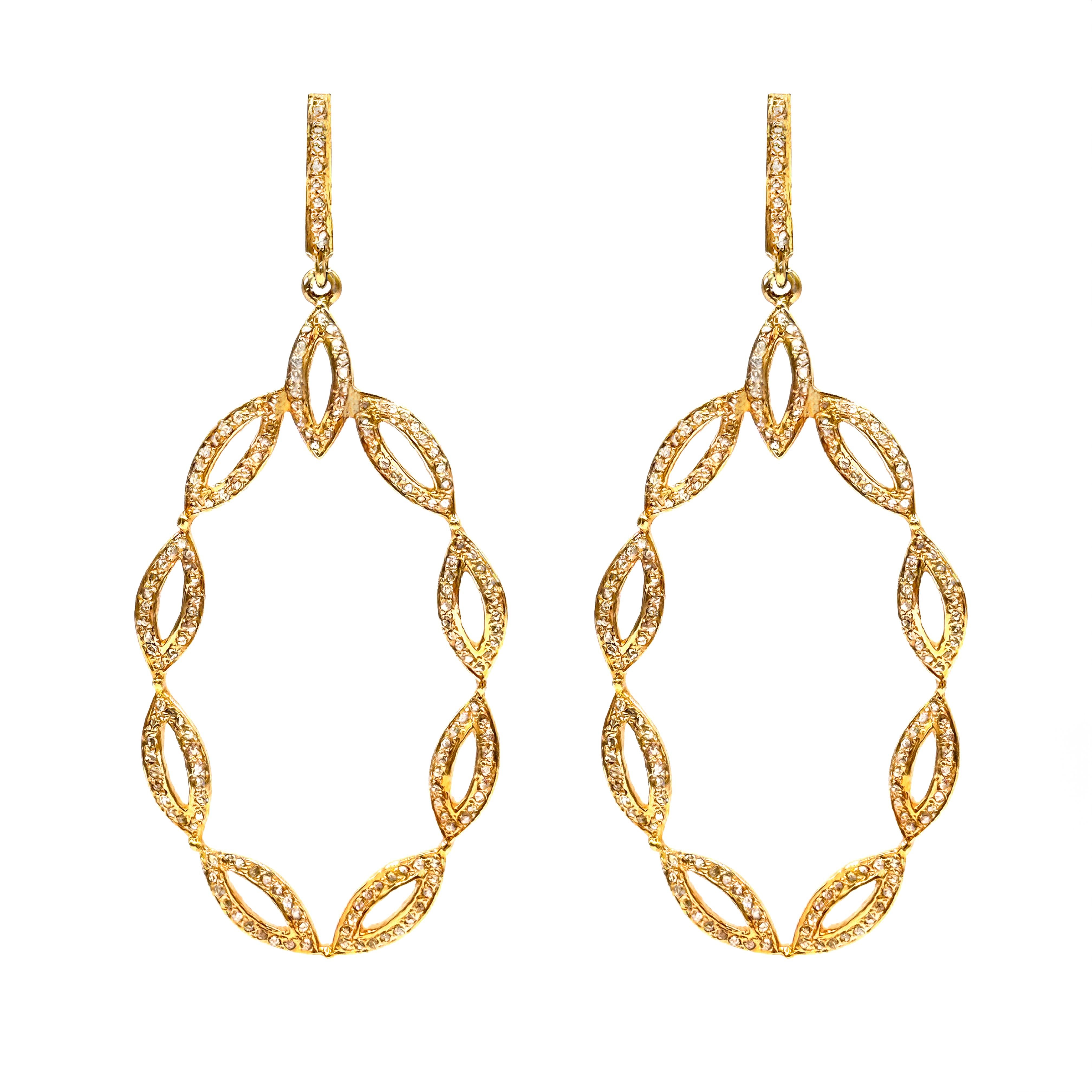 Women's Pave Diamond Vermeil and 14k Paradizia Earrings For Sale