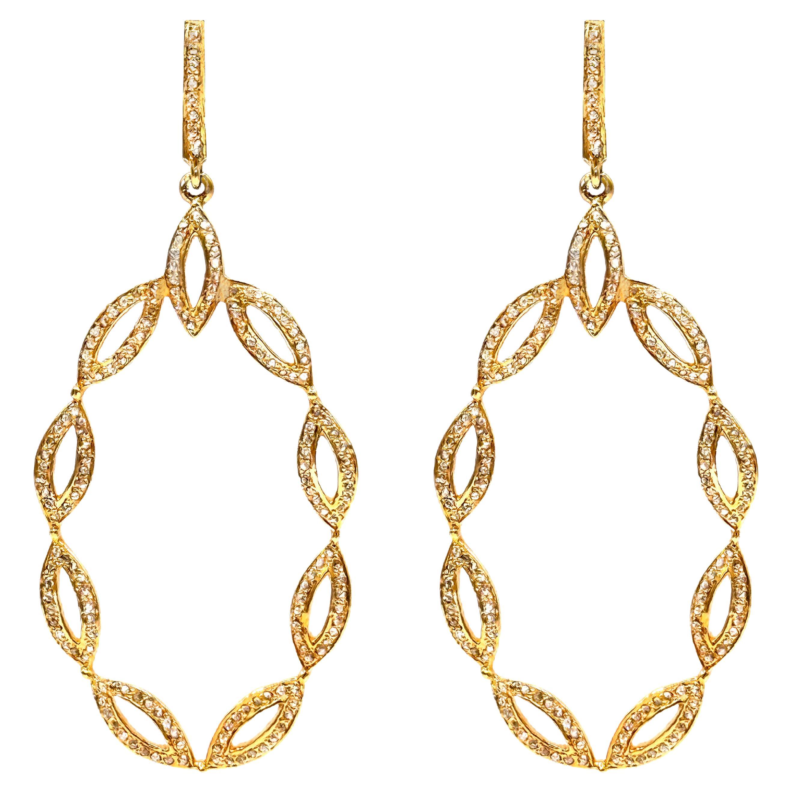 Pave Diamond Vermeil and 14k Paradizia Earrings
