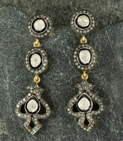 Pave Diamond Victorian Earring 925 Silver Polki Diamond Earring Fine Jewelry.