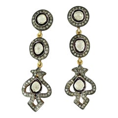 Pave Diamond Victorian Earring 925 Silver Polki Diamond Earring Fine Jewelry.