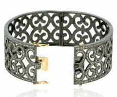 Pave Diamond Victorian Style Bracelet 925 Silver Diamond Wedding Day Gift Charm