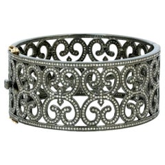Pave Diamond Victorian Style Bracelet 925 Silver Diamond Wedding Day Gift Charm