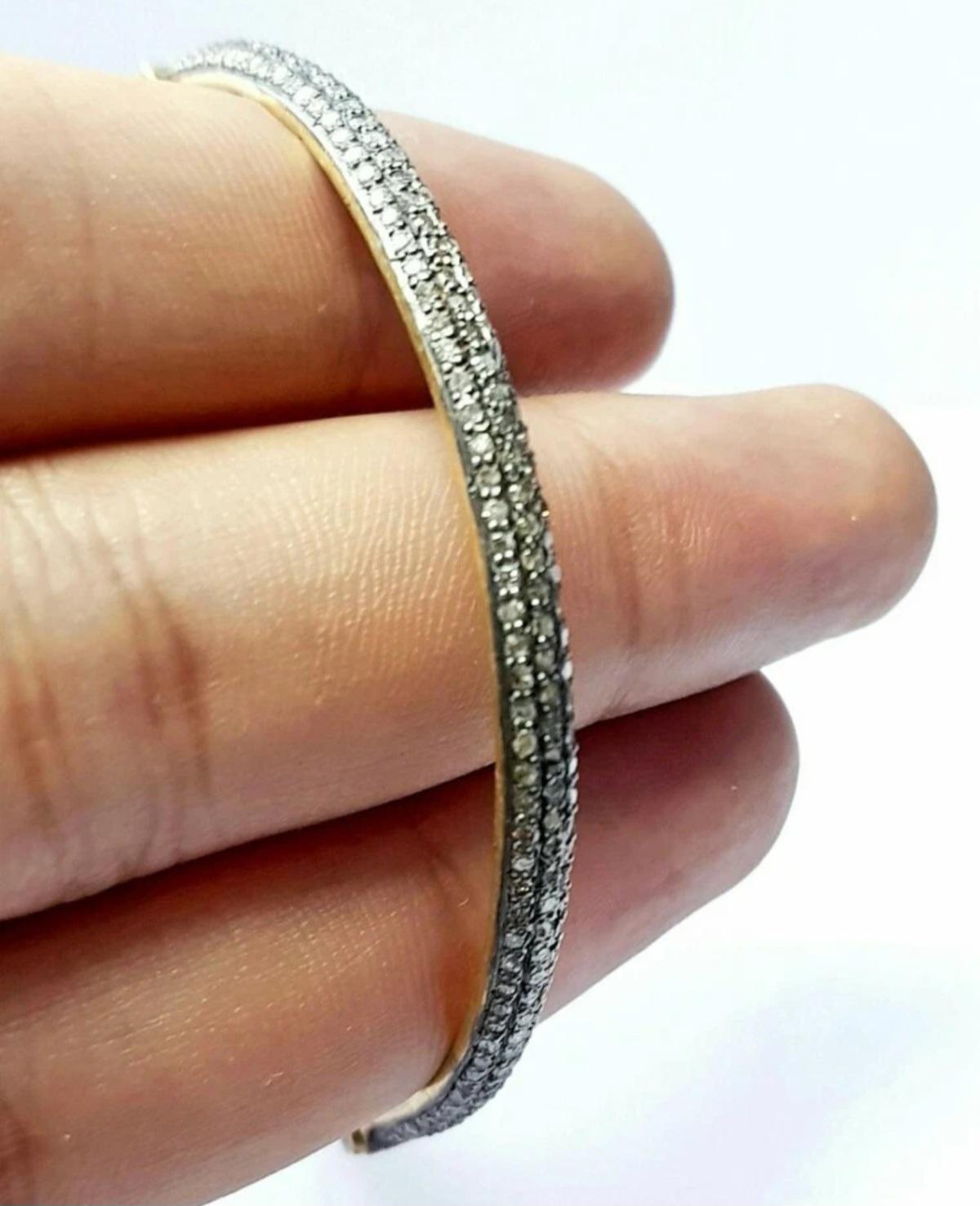 Pave Diamant Hochzeit Armreif 925 Silber Diamant Schöne Armreif Hochzeitstag Geschenk im Angebot 3