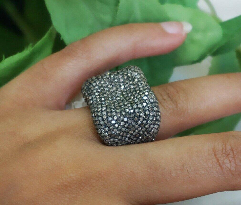 Taglio rotondo Anello nuziale con pavé di diamanti in argento 925 Gioielli fatti a mano in vendita