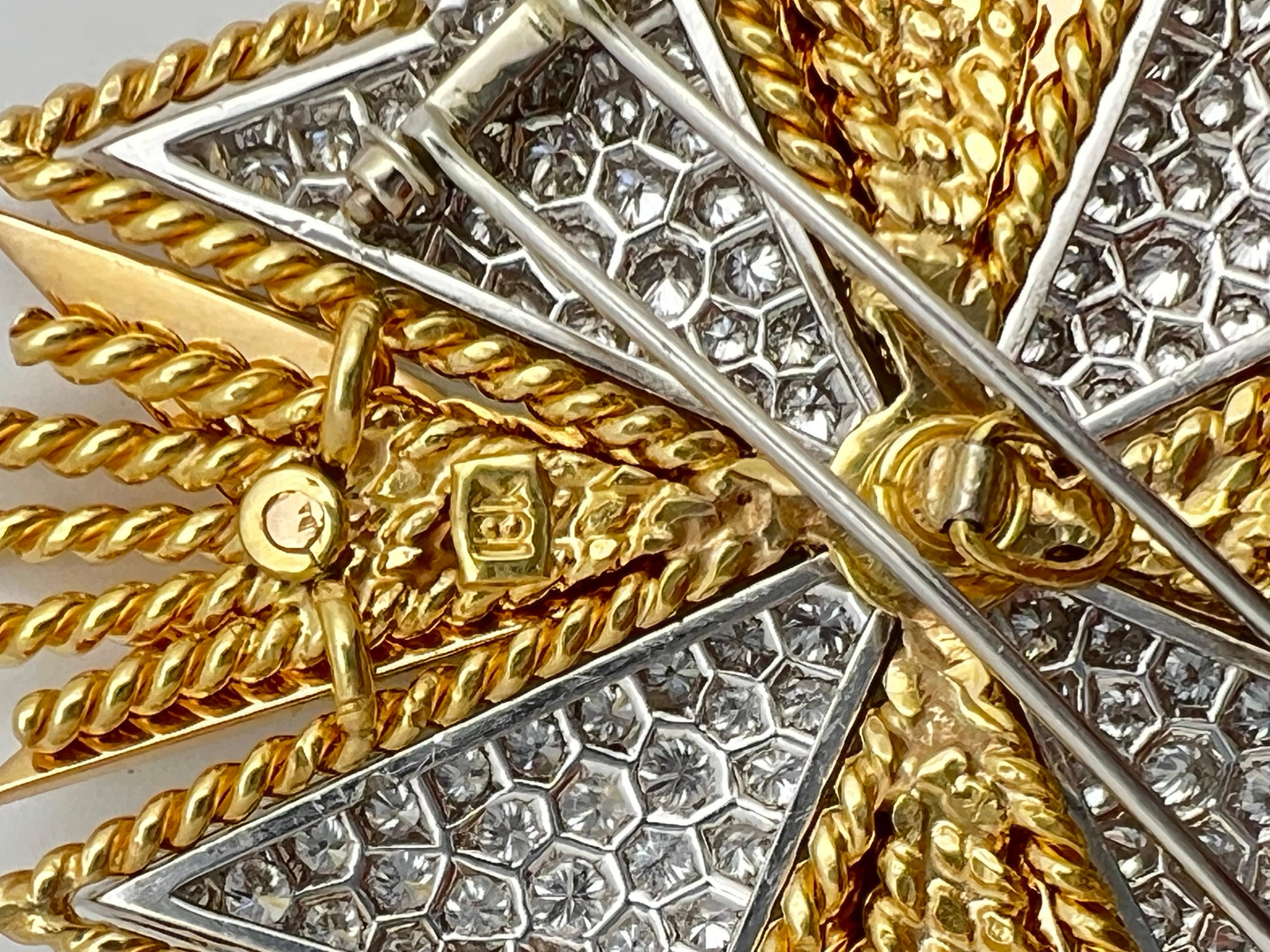 Women's or Men's Pavé Diamond White Enamel Gold Maltese Cross Brooch Pendant For Sale