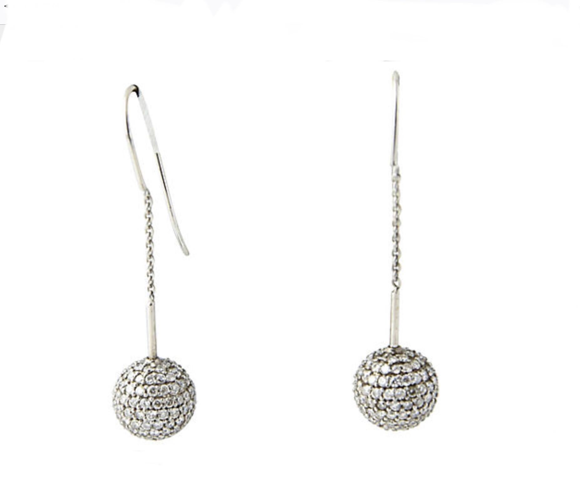 white gold ball drop earrings