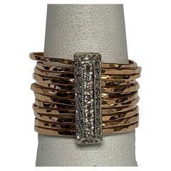 Pavé Diamond White Gold Brick, Rose Gold Ring