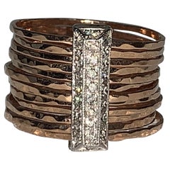 Used Pavé Diamond White Gold Brick, Rose Gold Ring