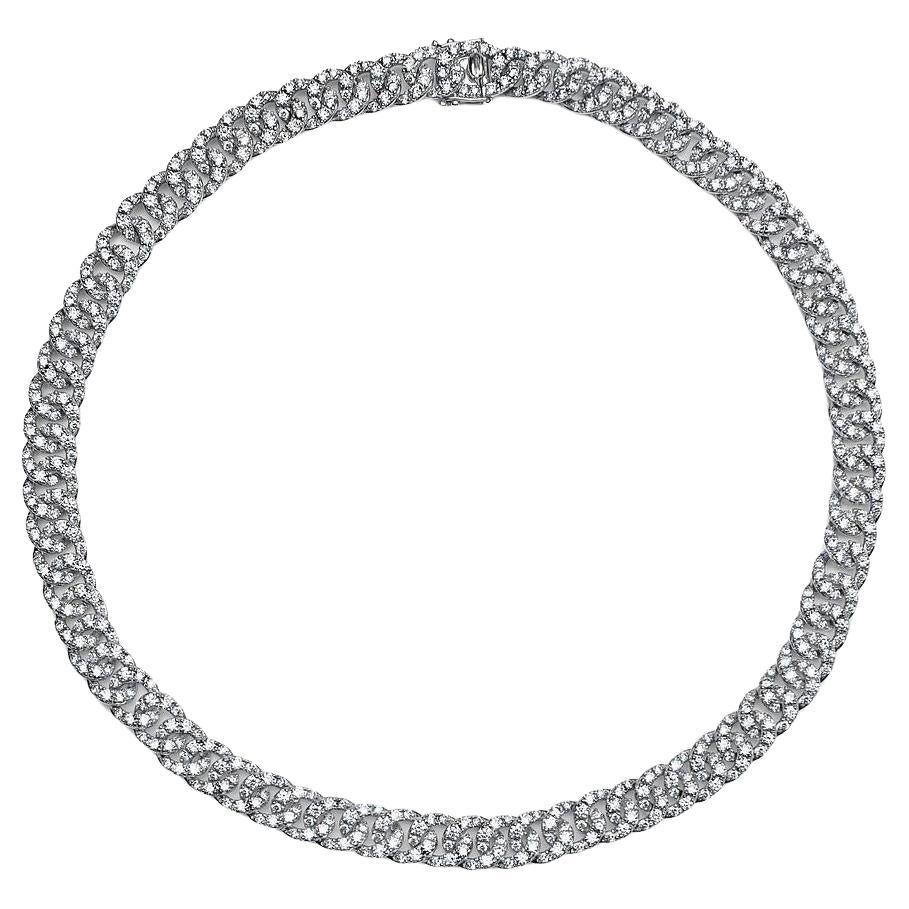Pavé Diamond White Gold Chain Link Necklace For Sale