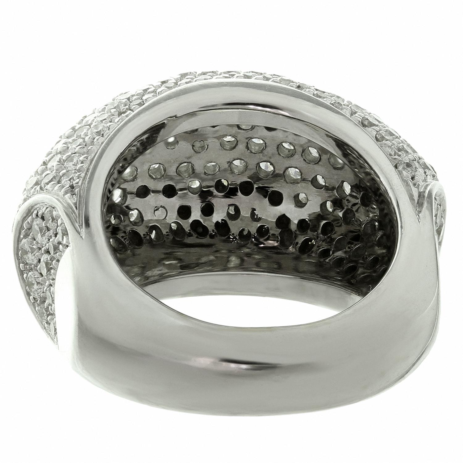 Brilliant Cut Pave Diamond White Gold Domed Ring For Sale