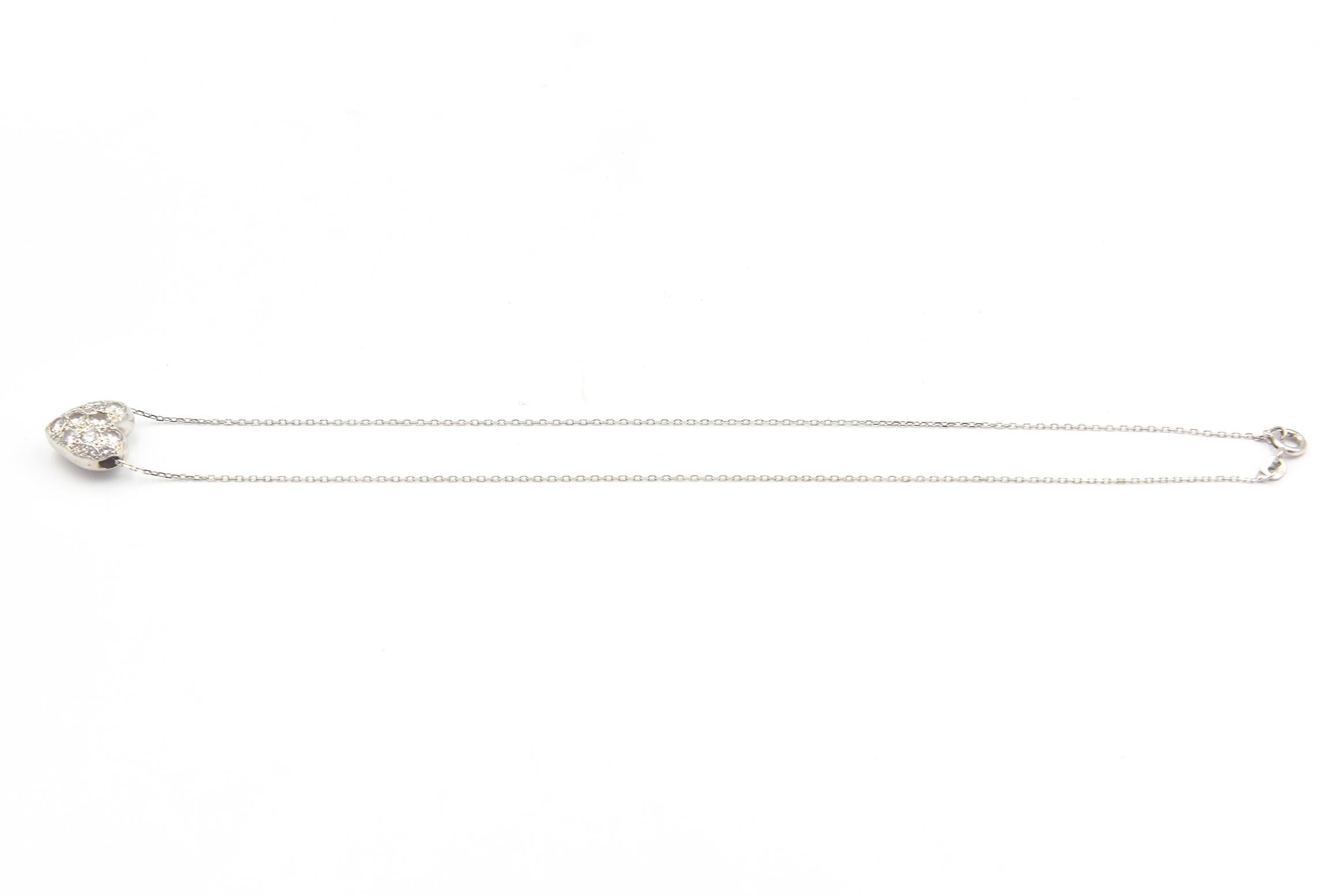Women's or Men's Pave Diamond White Gold Heart Pendant For Sale