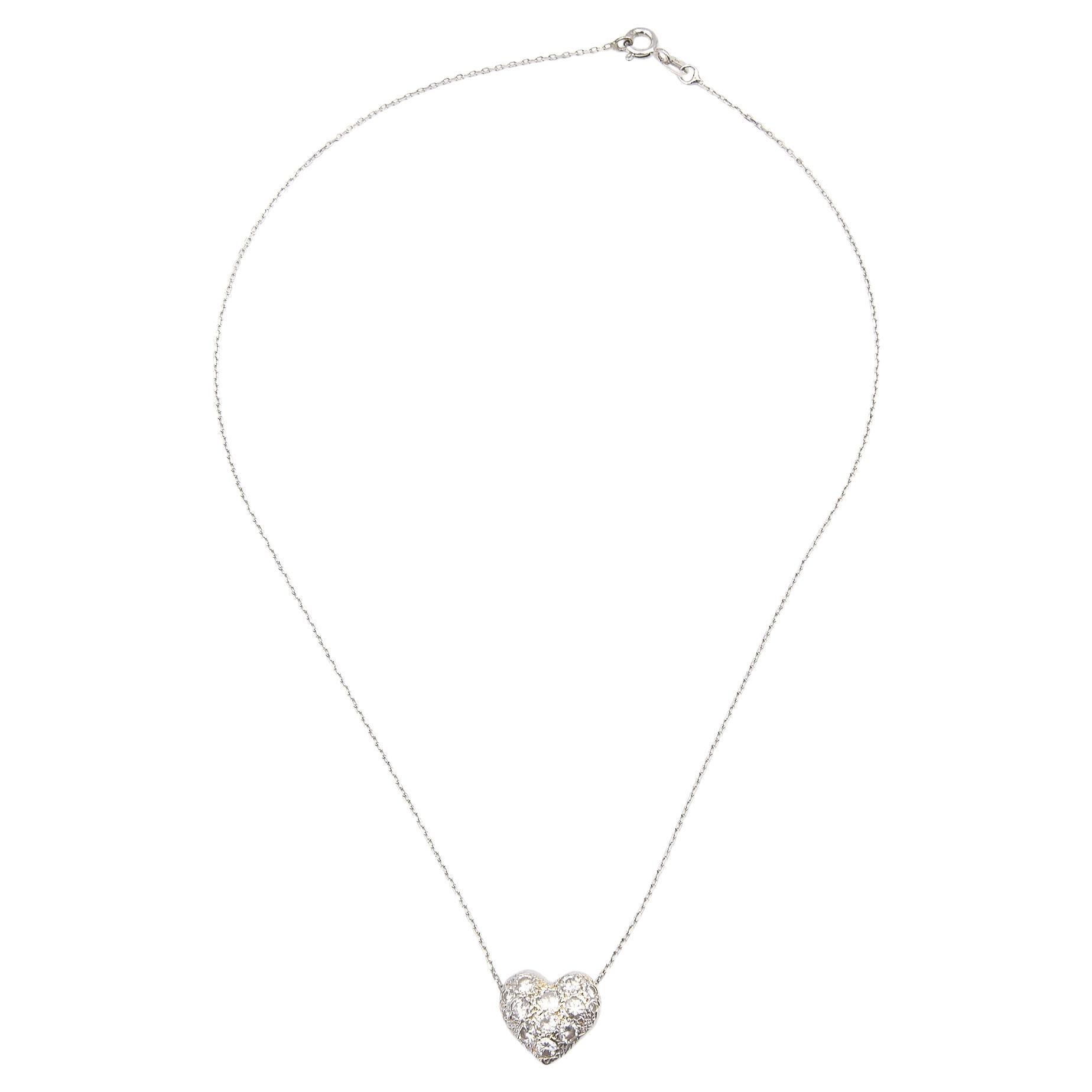 Pave Diamond White Gold Heart Pendant For Sale