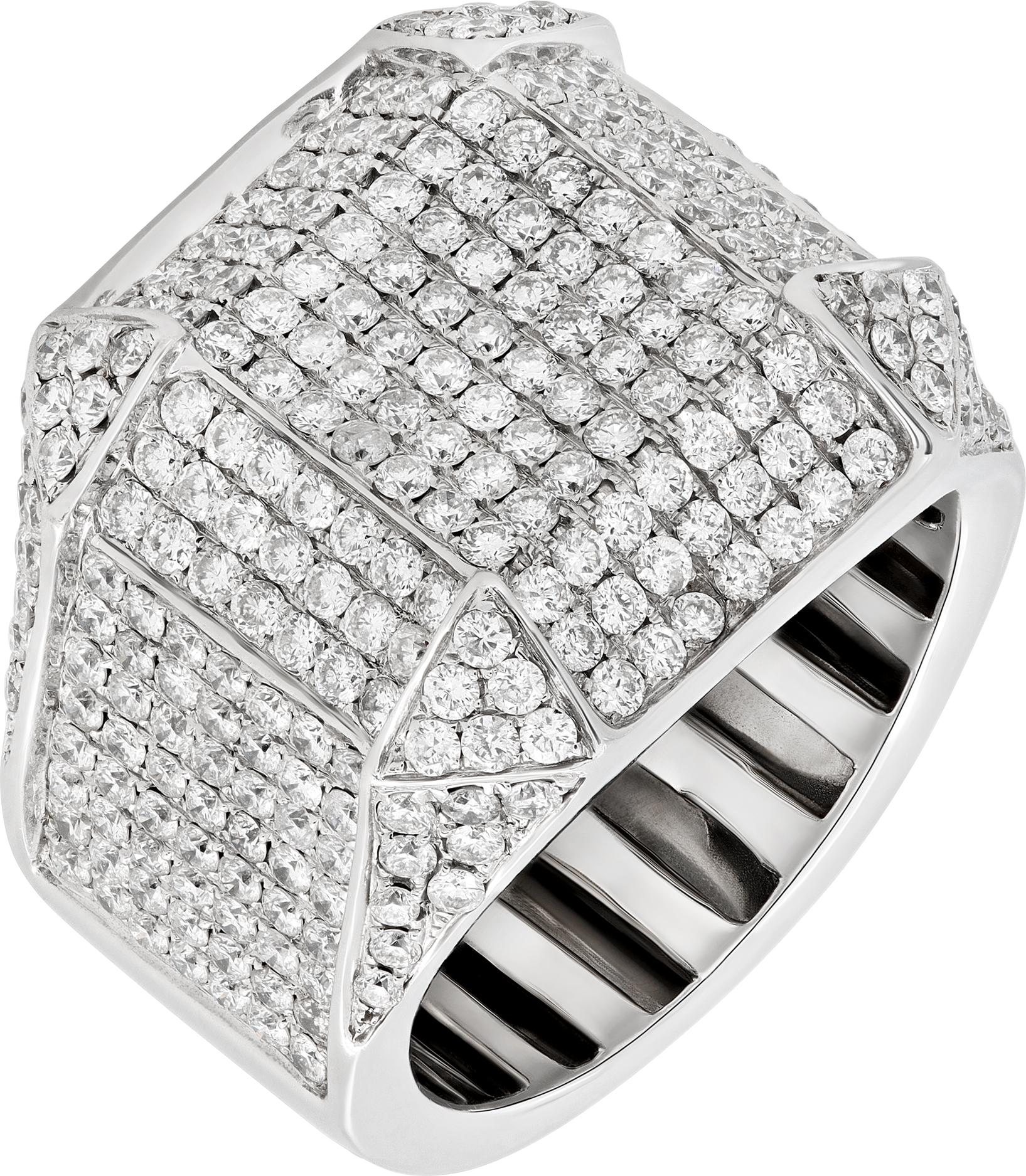 Pave Diamond White Gold Men's Ring In Excellent Condition For Sale In Surfside, FL