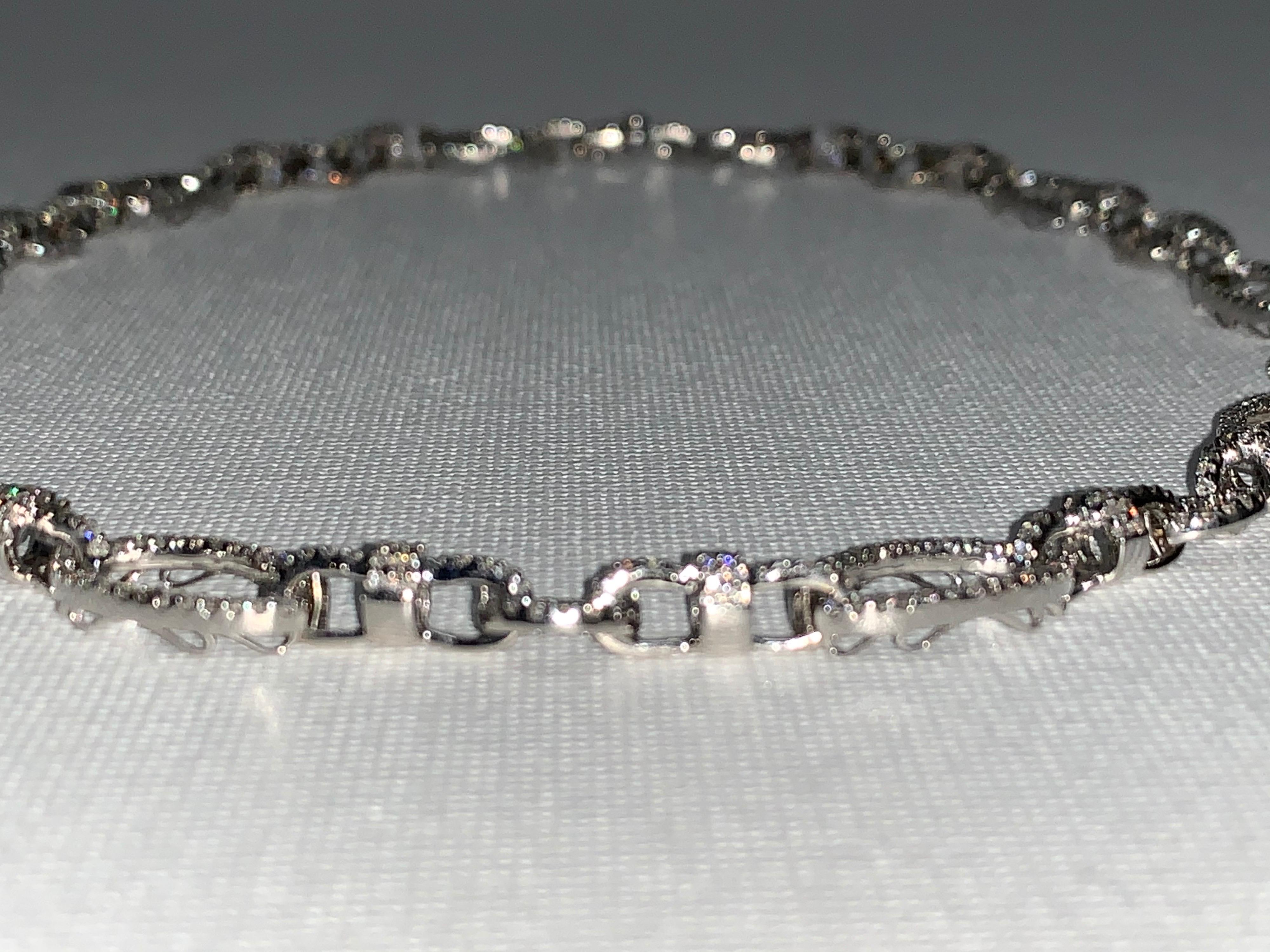 Art Deco Pavé Diamond, White Gold Necklace, 4.67 Carats For Sale
