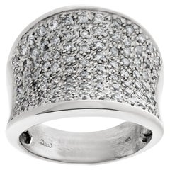 Vintage Pave diamond wide ring in 14k white gold