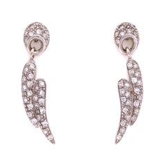 Pave Diamond Wings Design Vintage Drop Gold Earrings Vintage