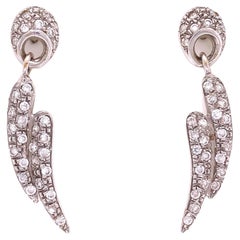 Pave Diamond Wings Design Vintage Drop Gold Earrings Vintage
