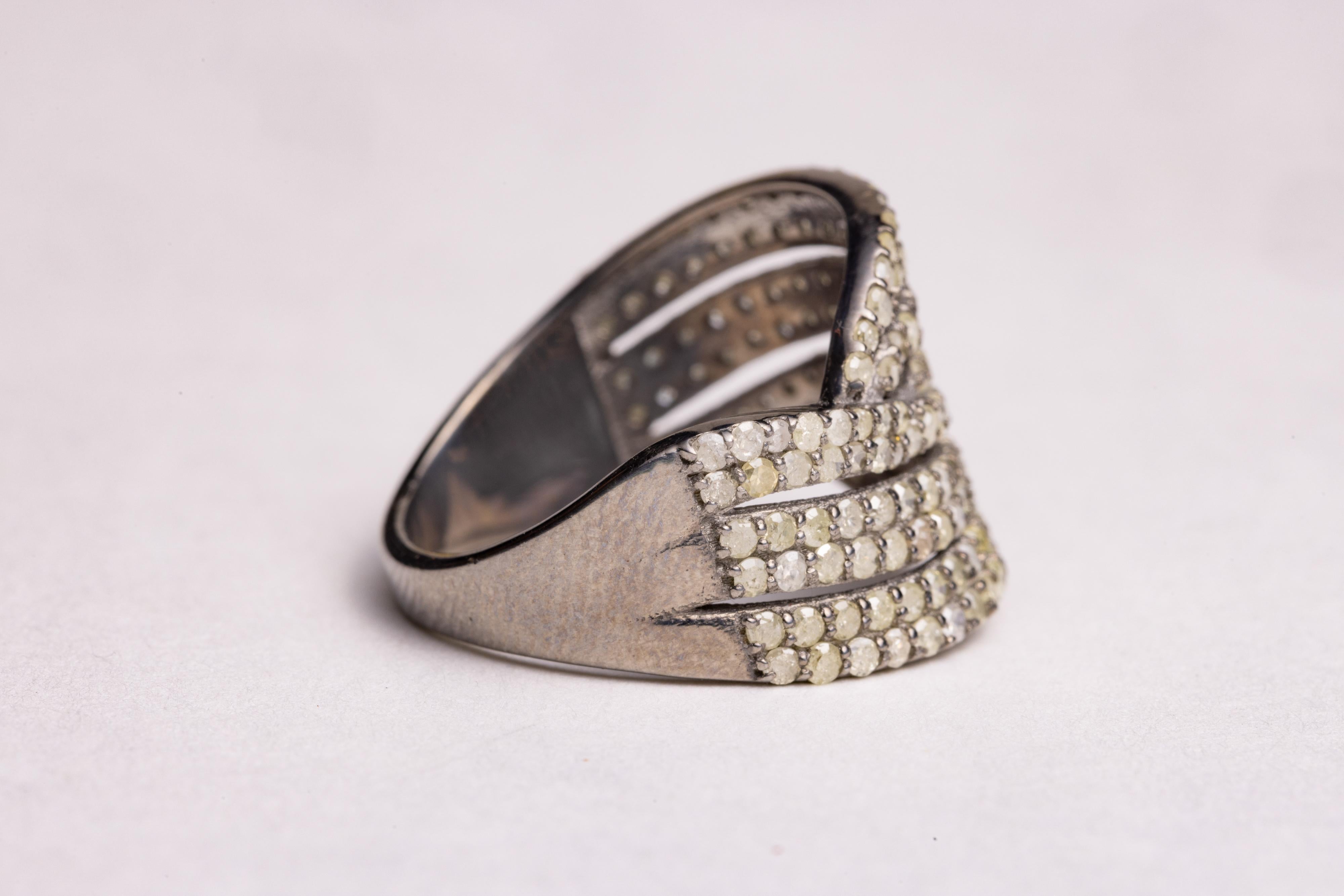 Round Cut Pave` Diamond Wrap Band Ring For Sale