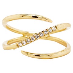 Pavé Diamond Wrap Ring, Yellow Gold, Split Shank