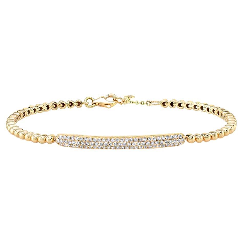 Pavé Diamond Yellow Gold Bracelet .60 Carat For Sale