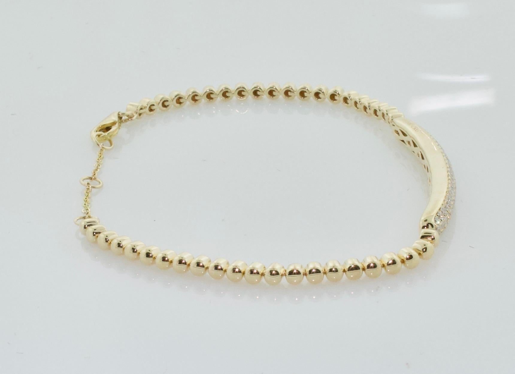 Pavé Diamond Yellow Gold Bracelet .60 Carat In New Condition For Sale In Wailea, HI