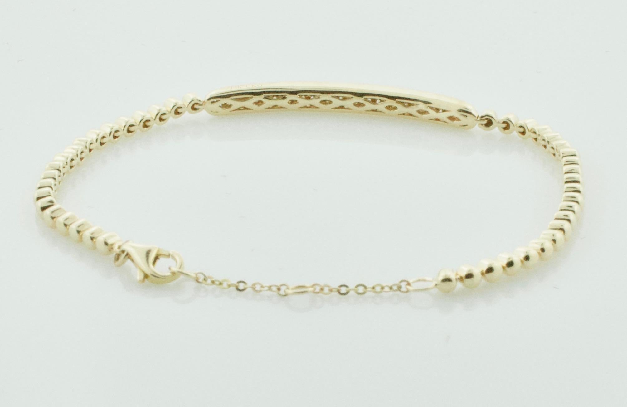 Women's or Men's Pavé Diamond Yellow Gold Bracelet .60 Carat For Sale
