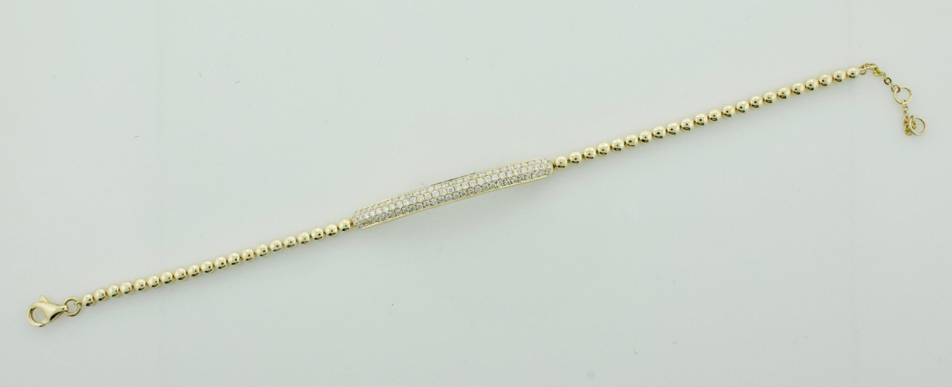 Pavé Diamond Yellow Gold Bracelet .60 Carat For Sale 2