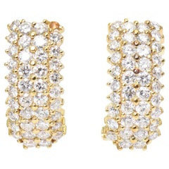 Pavé Diamond Yellow Gold Hoop Huggie Earrings