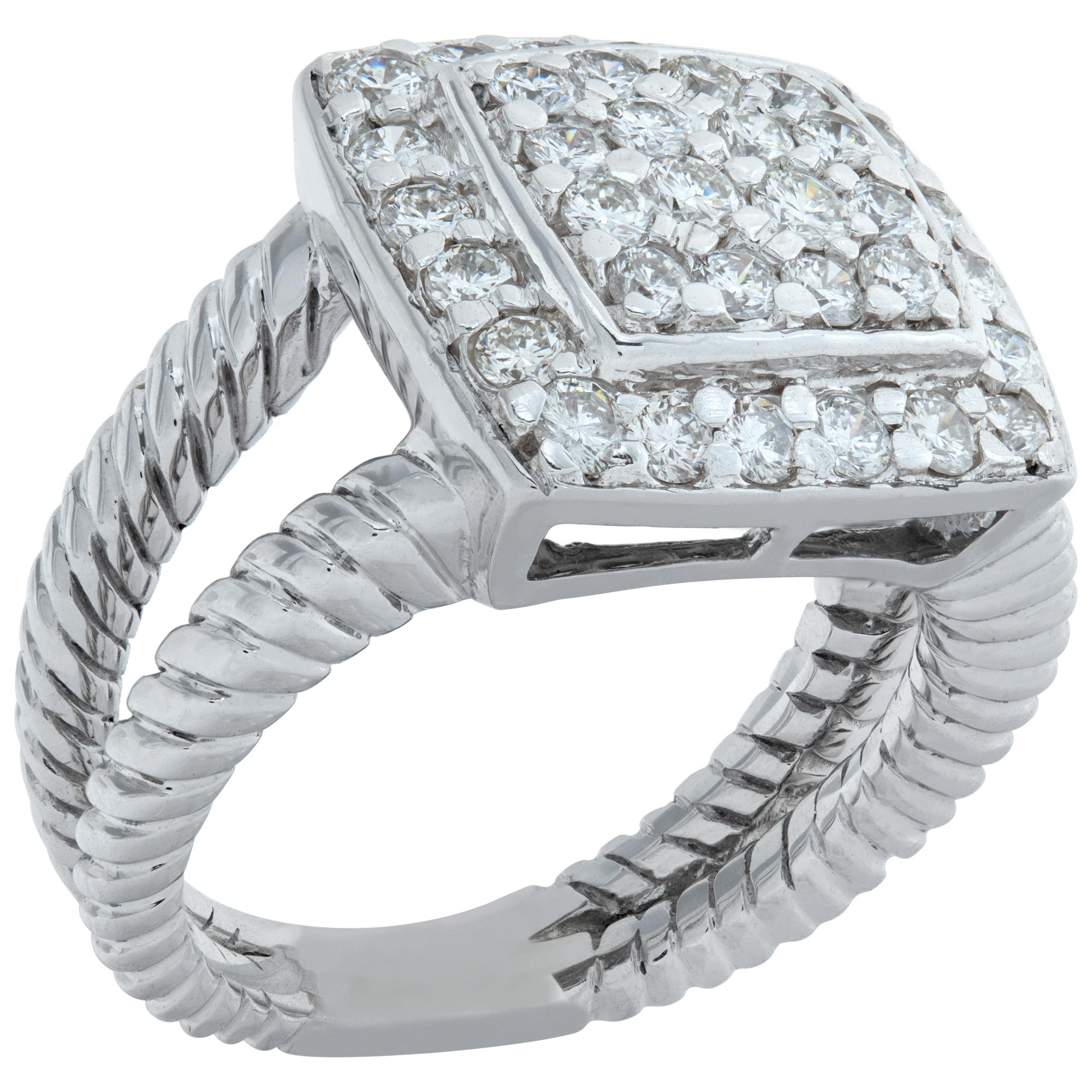 Pave Diamant14k Weißgold Ring im Zustand „Hervorragend“ im Angebot in Surfside, FL