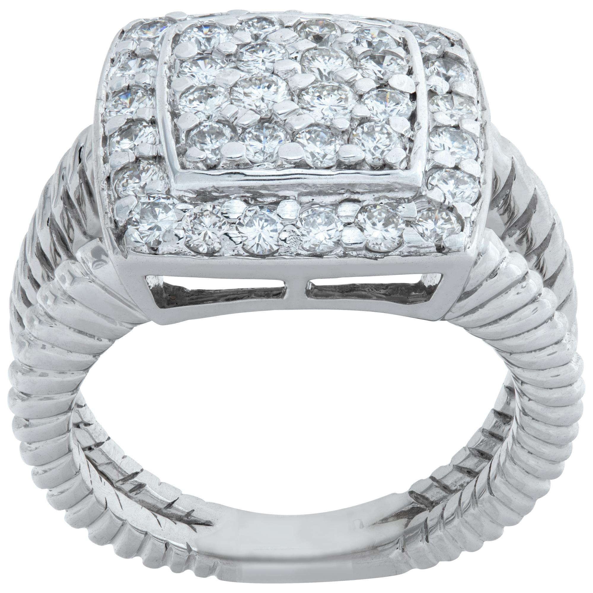 Pave Diamant14k Weißgold Ring im Angebot