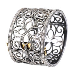 Pave Diamonds 13.35 Carats Bangle in Art-Deco Style