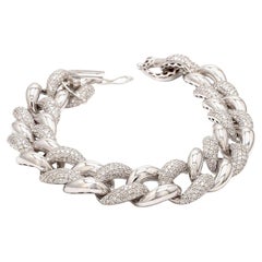 Pave Diamonds 5.90Ct Bold Cuban Link Bracelet 14 Karat White Gold Regalo Unisex