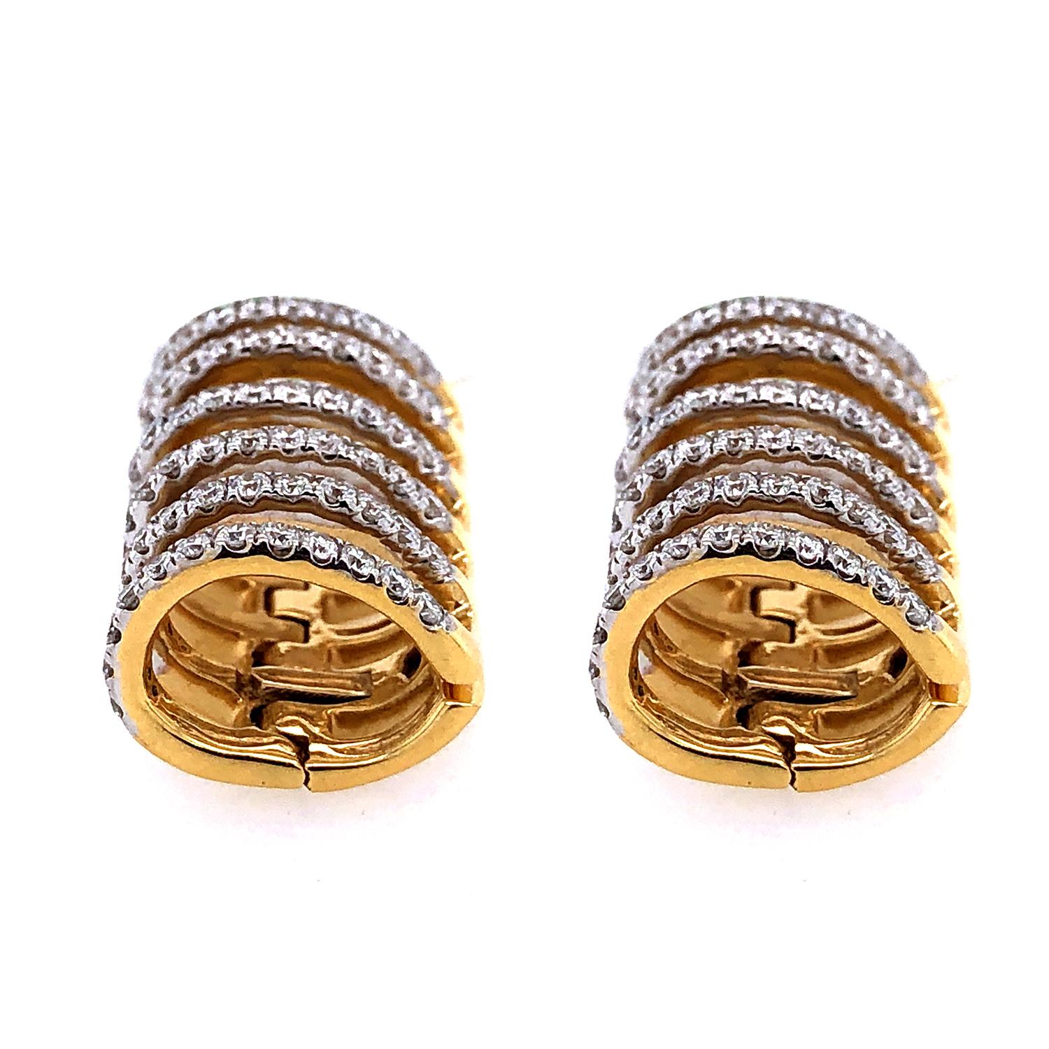 Artisan Pave Diamonds Earcuffs Made In 18k Yellow Gold For Sale