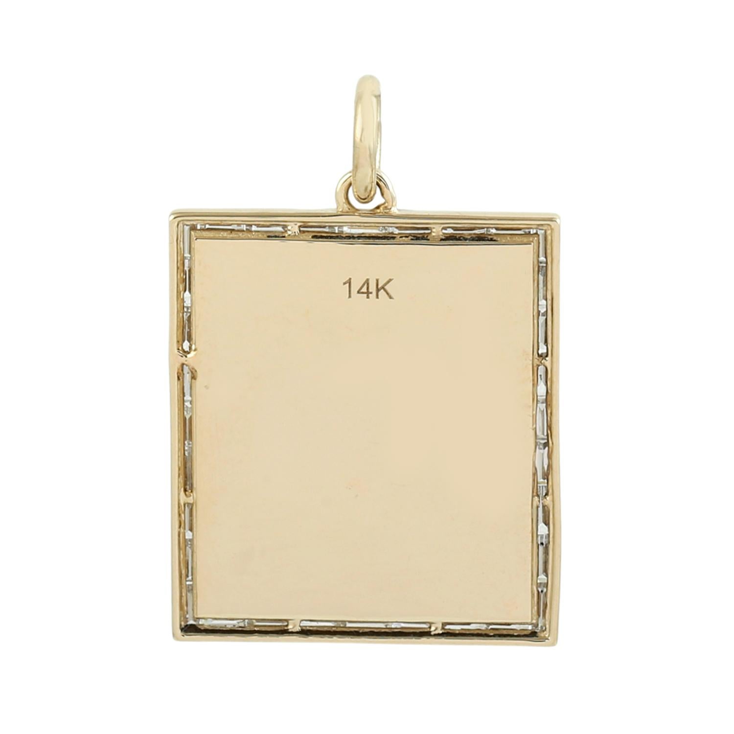 Colgante de amor con diamantes pavé de oro amarillo de 14k Corte mixto en venta