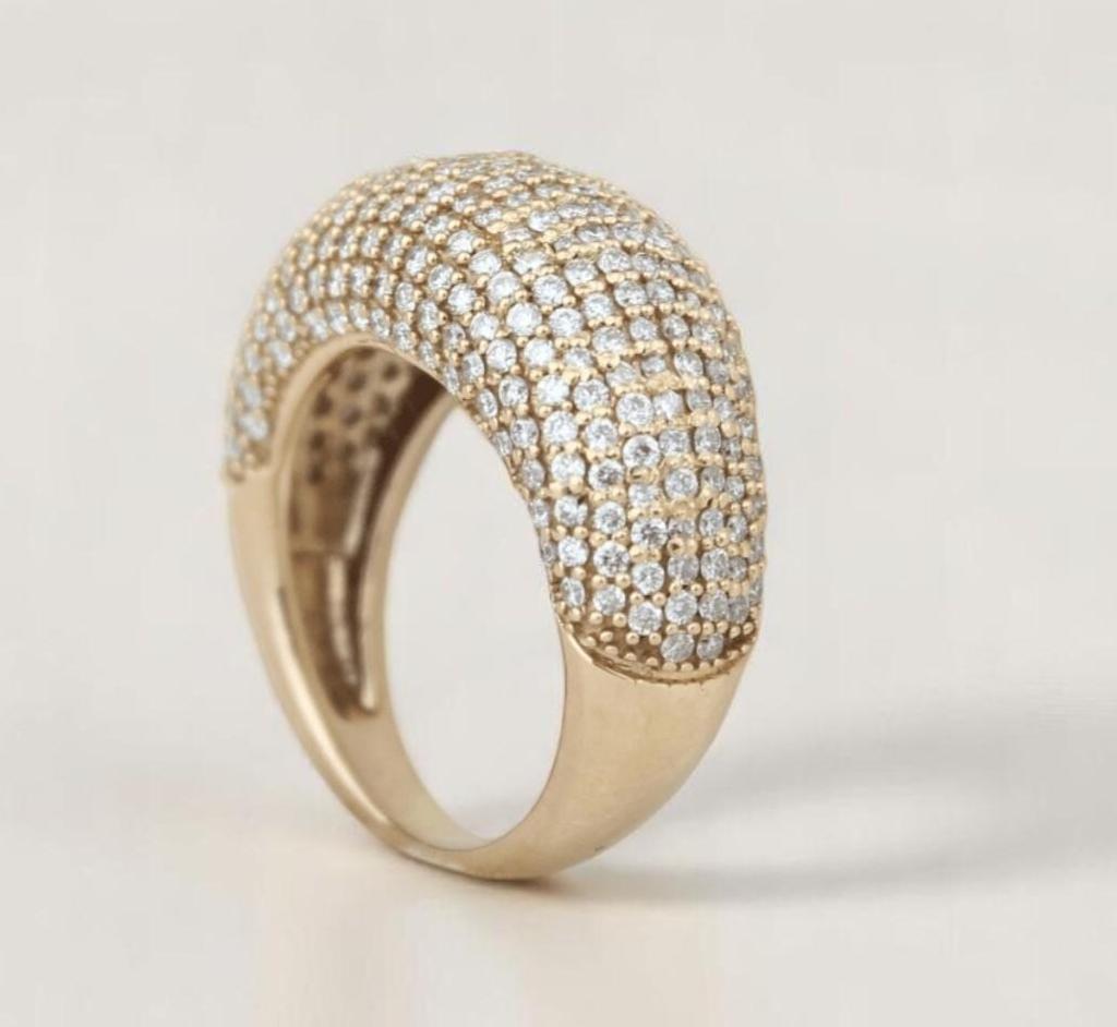 Donna Anello con diamante a cupola Pave in oro massiccio 14k (certificato) in vendita