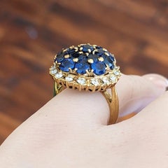 Pavé Dome Sapphire and Diamond Ring, 4.63ct in 18k Yellow Gold